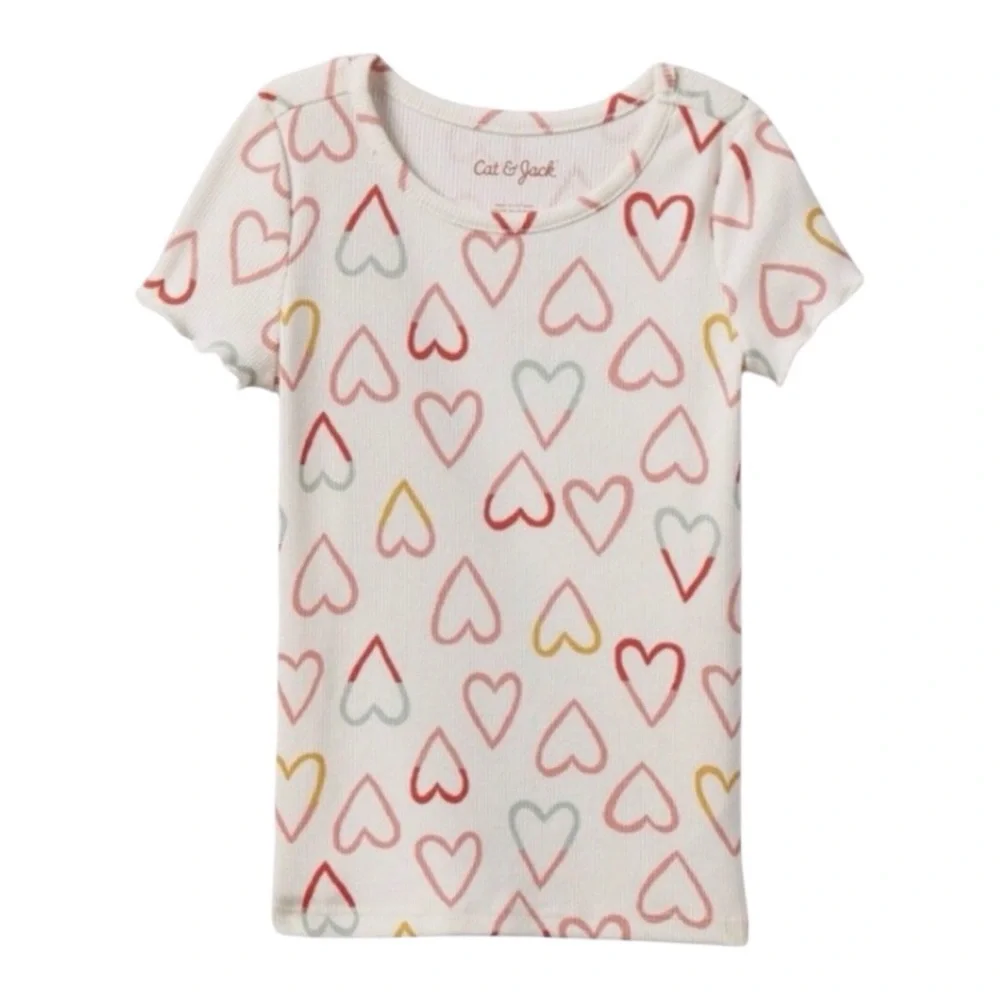 Cat & Jack Heart Print Top and Yellow Skirtall Set